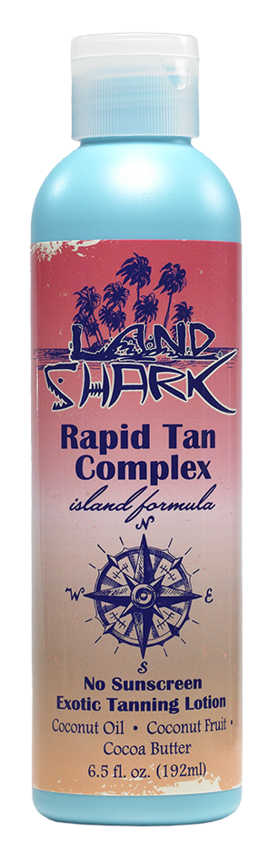 No sunscreen tanning lotion. Land Shark tanning lotion. sun care. indoor and outdoor tanning lotion. Dark Tanning.