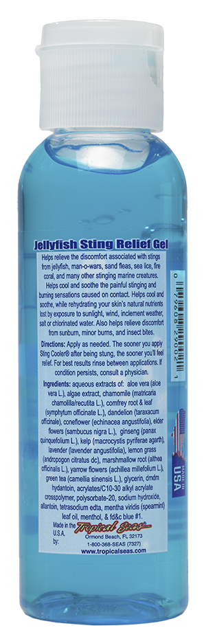 Sting relief gel. Jellyfish sting relief. Man-o-war sting relief, sand fleas relief, relief from minor insect bites. 