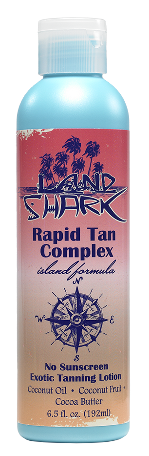 No sunscreen tanning lotion. Land Shark tanning lotion. sun care. indoor and outdoor tanning lotion. Dark Tanning. 