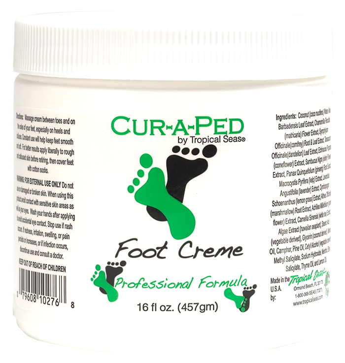 Cur-A-Ped Podiatrist recommended foot cream treatment for diabetic patients, anhidrosis, hyperhidrosis, bromidrosis, skin dryness, and fissured skin.